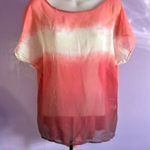 Bobeau Sheer Blouse Size Large Rust Orange Pullover Top Lightweight Flowy